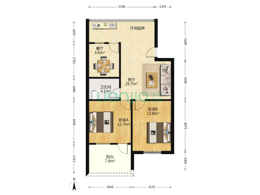 押运宿舍 2室2厅1卫 66平方