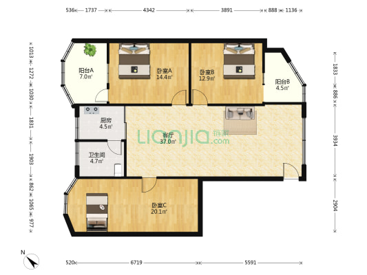 榴苑路散盘 3室1厅1卫 129平方