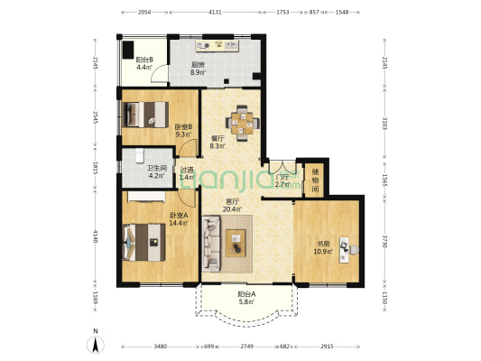 中福城二期 3室2厅1卫 119平方