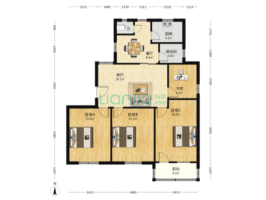 环城西路151号 4室2厅2卫 113平方