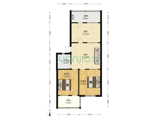 师范家属院 2室2厅1卫 81平方