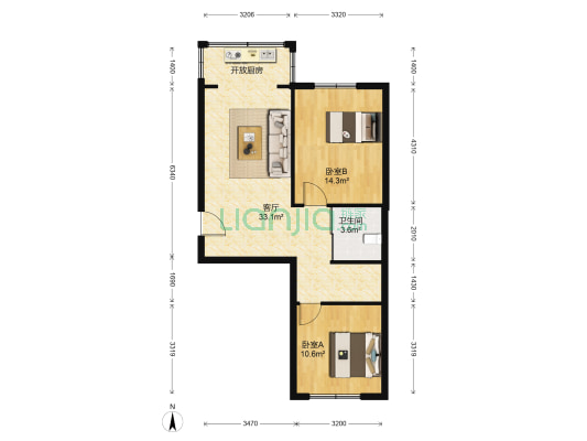 美景天城A1区 2室1厅1卫 75平方