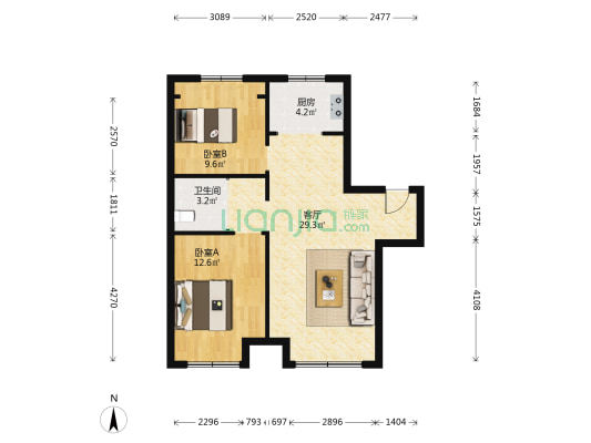 碧桂园时代之光 2室1厅1卫 78平方