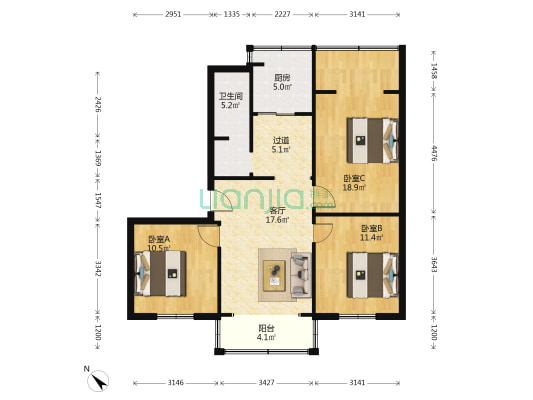 营和巷52号 3室1厅1卫 95平方