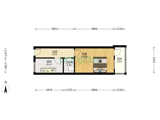 人民一路47、49、51、52、53号 1室0厅1卫 38平方