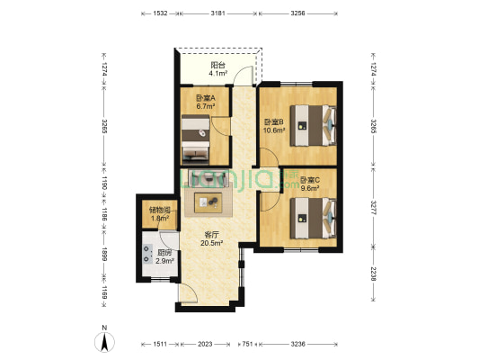 文德南路 3室1厅0卫 69平方