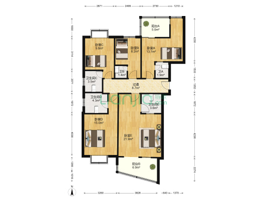 何厝小区 5室0厅5卫 132平方