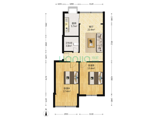 水仙里社区 2室1厅1卫 78平方