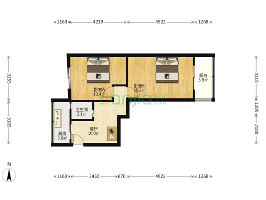会文路101号 2室1厅1卫 57平方
