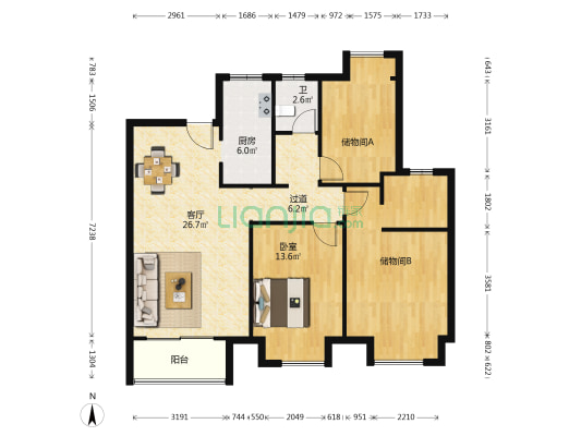 江南艺境秋苑 1室1厅1卫 121平方
