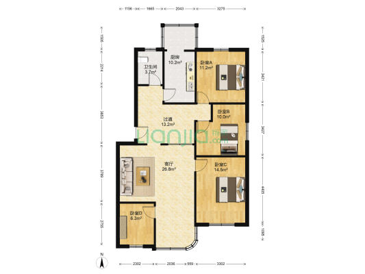 顺河路30号 4室1厅1卫 112平方