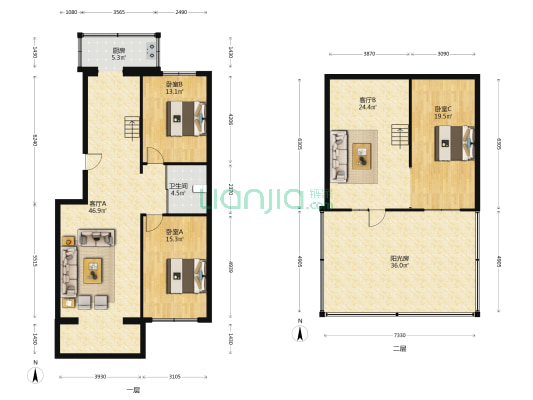 水利家园 3室2厅1卫 104平方