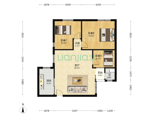 中兴楼 3室1厅1卫 96平方