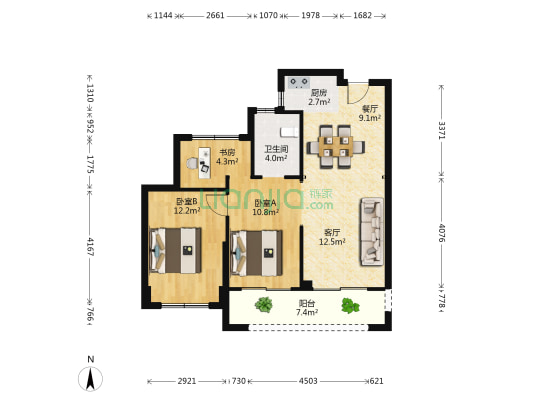 大悦府 3室2厅1卫 84平方