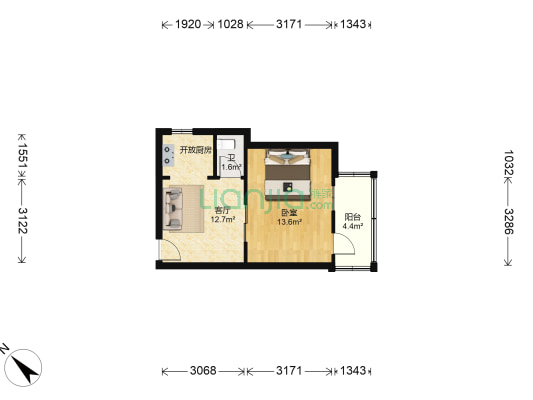 江汉二路111号  1室1厅1卫 41平方