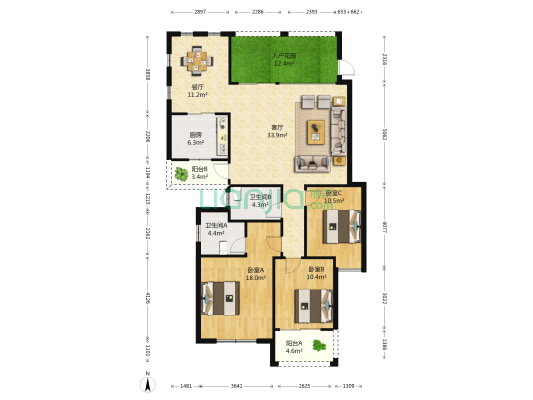 半岛1号一期 3室2厅2卫 125平方