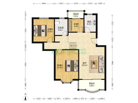 正文花园(一期) 3室1厅1卫 94平方