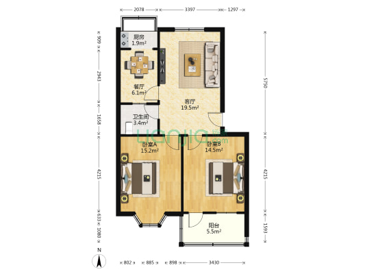 新村西路北五巷 2室2厅1卫 81平方