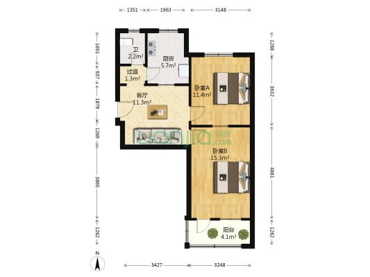 文化新村 2室1厅1卫 56平方
