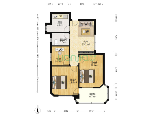 襄阳市科技局檀溪路家属院 3室1厅1卫 71平方