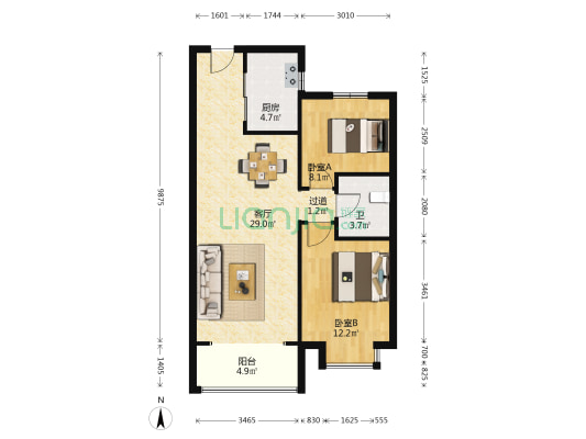 碧桂园御玺 2室1厅1卫 87平方