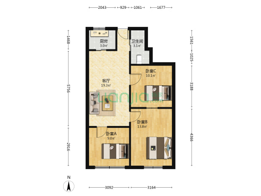 北京西路79号 3室1厅1卫 71平方