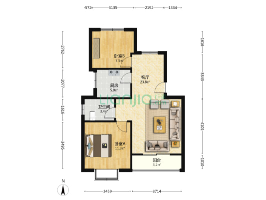 佳苑社区西区 2室1厅1卫 73平方
