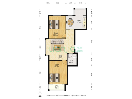 英伦花园 2室1厅1卫 96平方