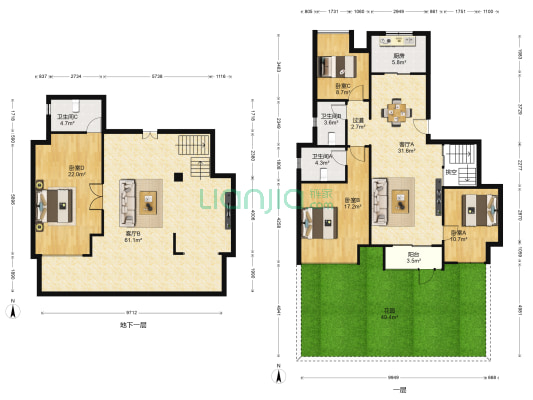 保利紫荆公馆 4室2厅3卫 182平方
