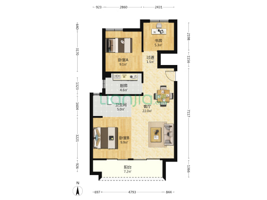 雍舜府（二期） 3室1厅1卫 88平方