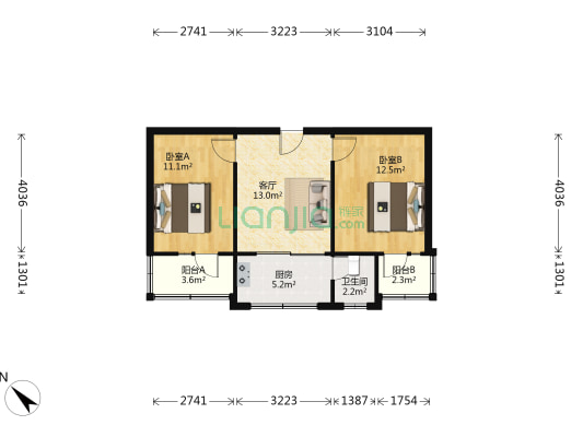 太升南路51号 2室1厅1卫 56平方