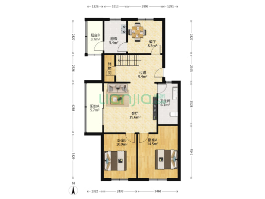 电厂家属楼(工业路南) 2室2厅1卫 147平方