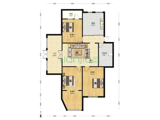 恒山花园小区 3室1厅1卫 134平方