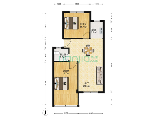 东香茗园 2室1厅1卫 131平方