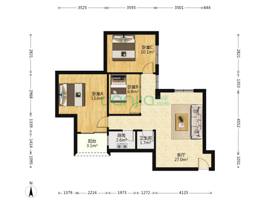 湛安小区 3室1厅1卫 85平方