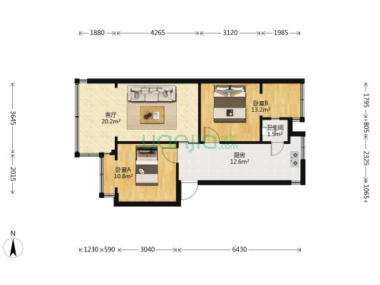 和平后村 2室1厅1卫 53平方