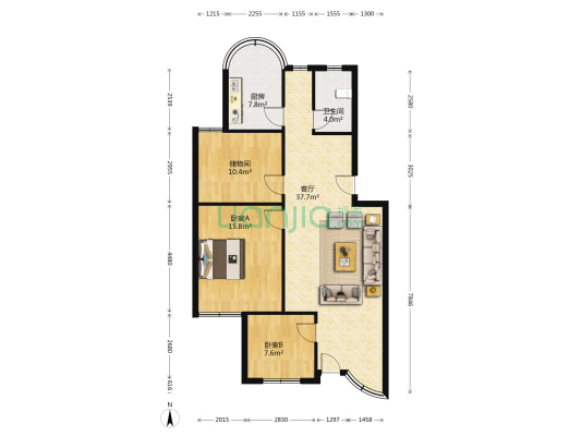 碧波花园二区 2室1厅1卫 93平方