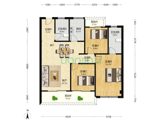 万科光年里 3室1厅2卫 112平方
