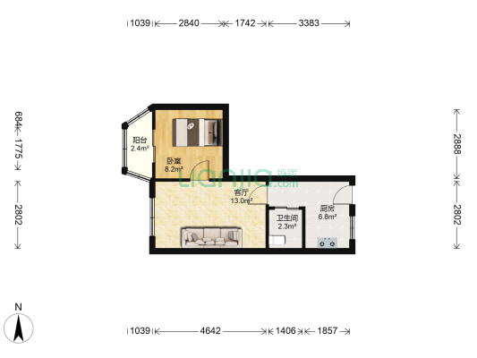 兴顺街 1室1厅1卫 47平方