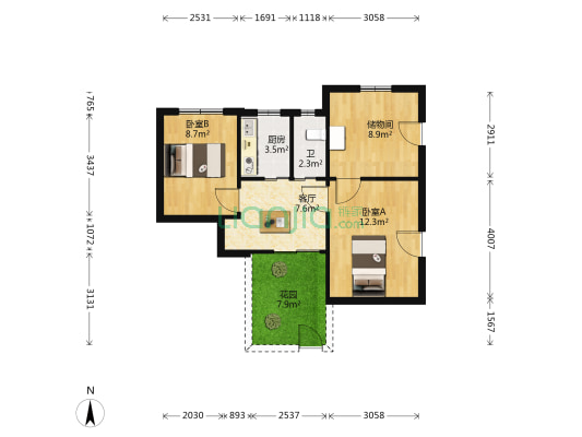 石油村 2室1厅1卫 57平方