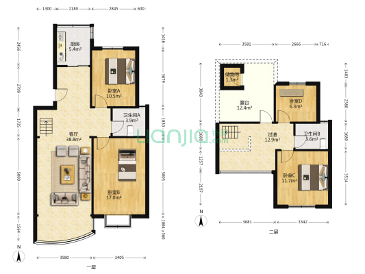 明珠创世纪花园 4室1厅2卫 124平方