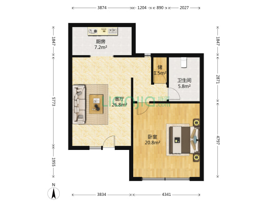 中建国熙台 1室1厅1卫 70平方