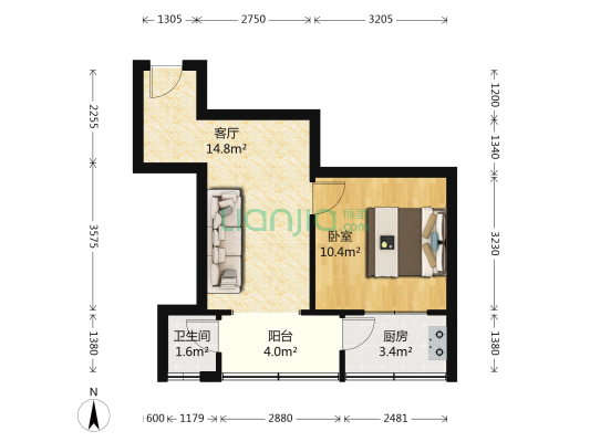 顺江路49号 1室1厅1卫 42平方