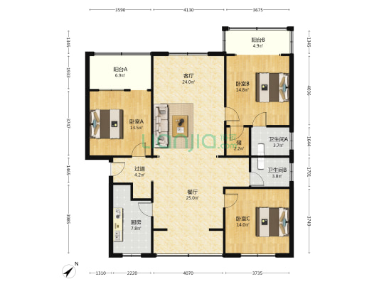 何公路4号 3室2厅2卫 147平方