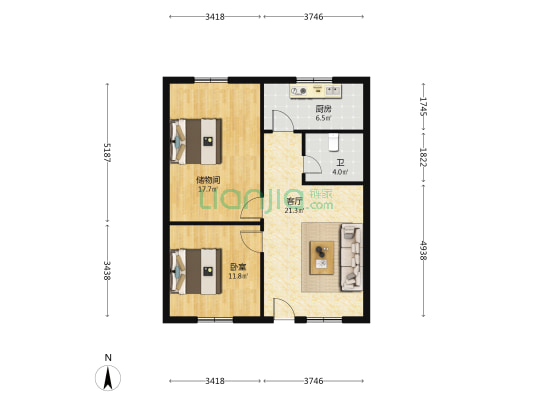 兰宁小区 1室1厅1卫 83平方