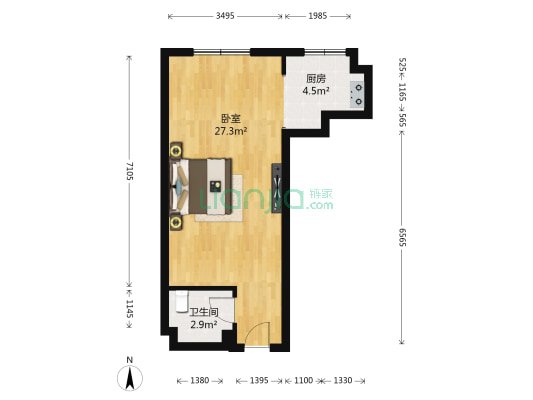 DADA的水岸 1室0厅1卫 45平方