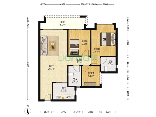 中建顺控·云熙悦城 3室1厅2卫 97平方
