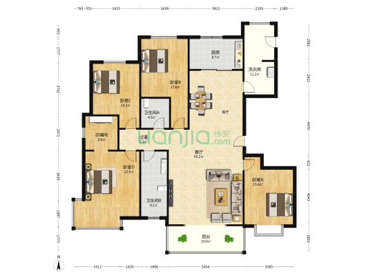 金石许都府 4室1厅2卫 219平方