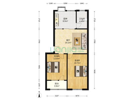 金隆小区 2室1厅1卫 86平方