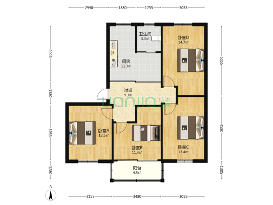 乐都路118弄 4室0厅1卫 100平方